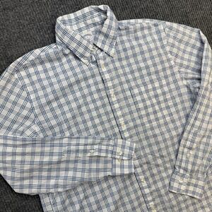 Brooks Brothers Shirt Mens Large White Blue Grid Plaid Regent Fit Button Down